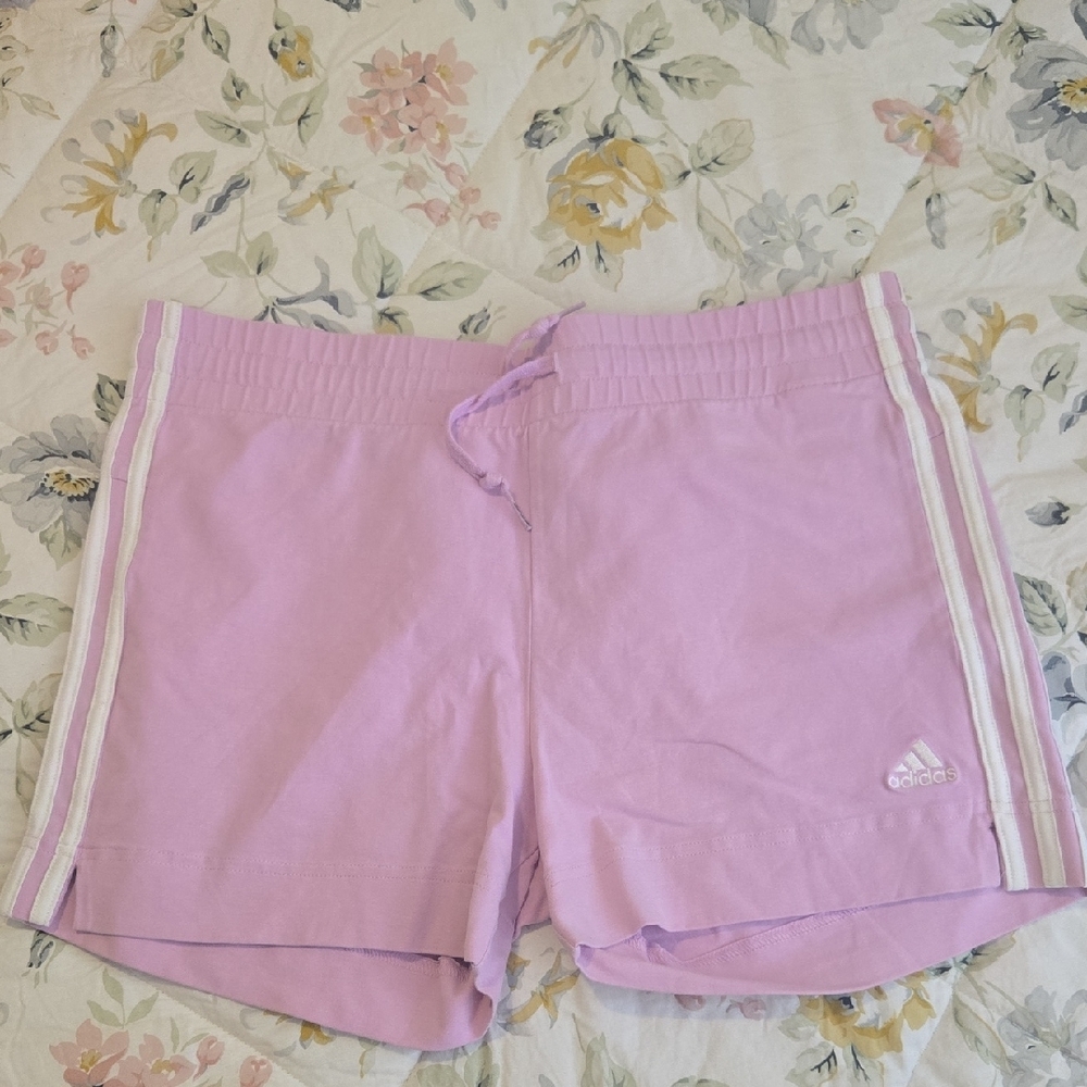 Adidas Light Purple Shorts with White Stripes